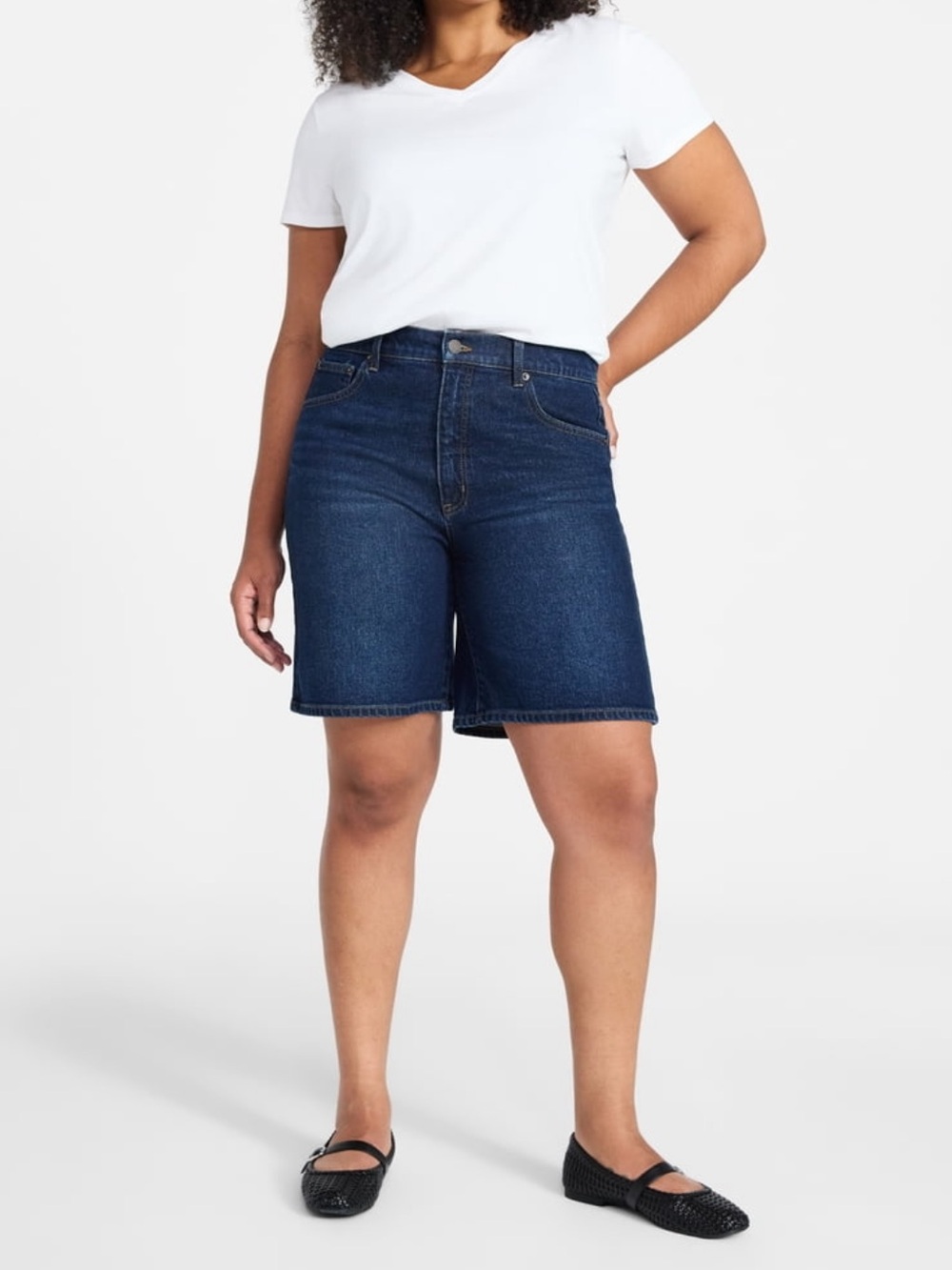 Women's High Rise Denim Bermuda Shorts Size 12